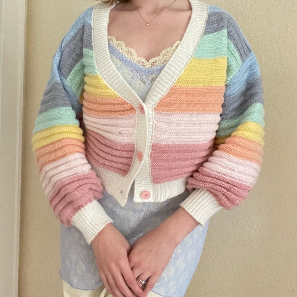 Pastel Rainbow Cardigan Size S